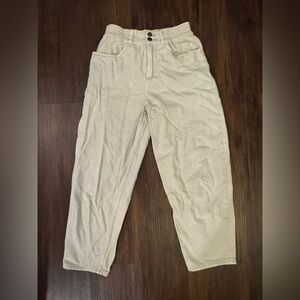 Miou Muse Women’s Jeans - Beige Wide Leg, Elastic Waist